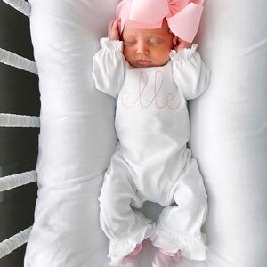 Newborn Ruffle Romper Going Home Outfit “Elle”